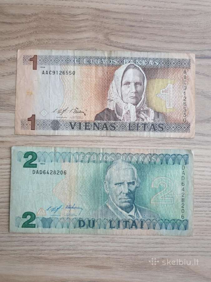1 ir 2 litai apyvartiniai