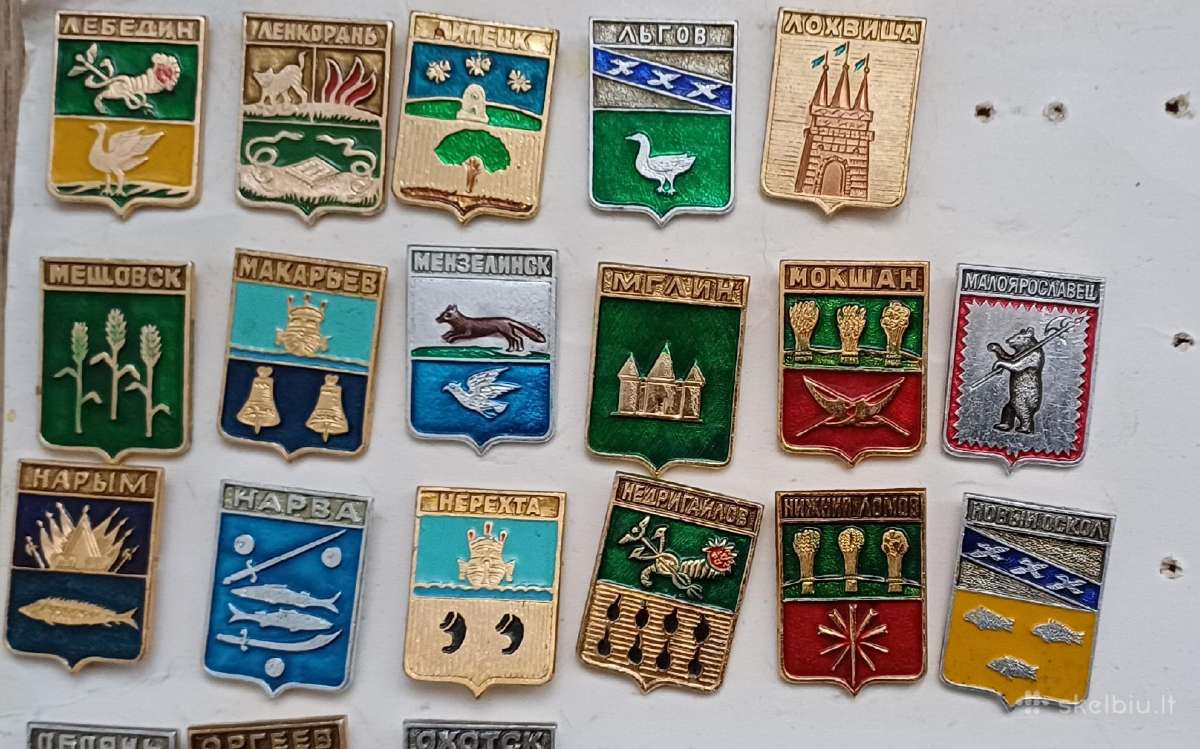 Ženkliukai 88 vnt rinkinys miestų herbai - nuotraukos Nr. 2