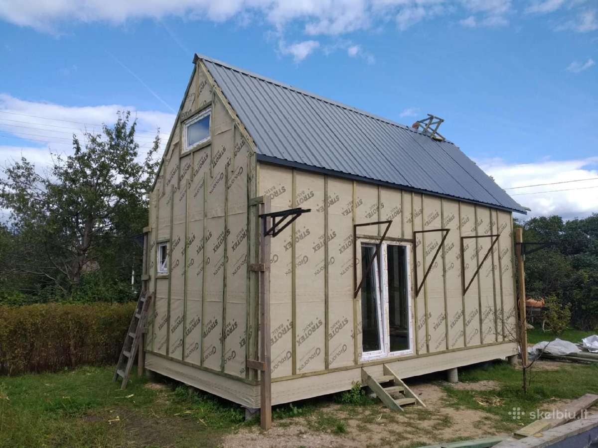 Medinių karkasinių ir Sip skydų namų statyba - nuotraukos Nr. 19