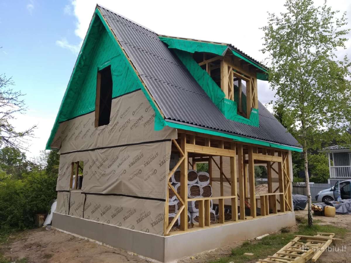 Medinių karkasinių ir Sip skydų namų statyba - nuotraukos Nr. 11