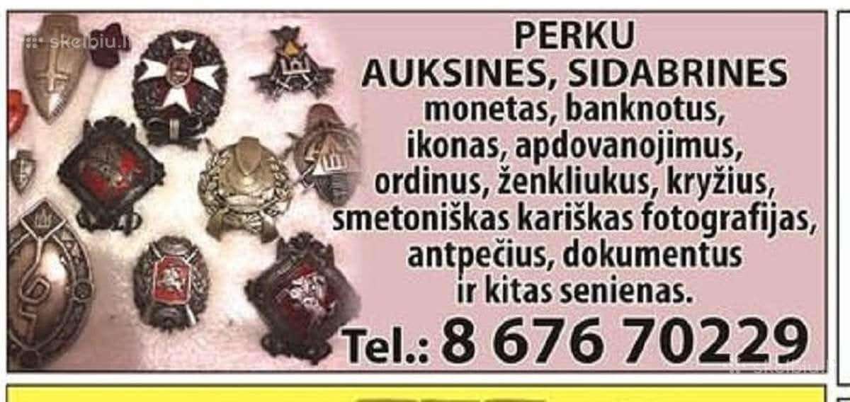 Perkame monetas, ordinus,banknotus