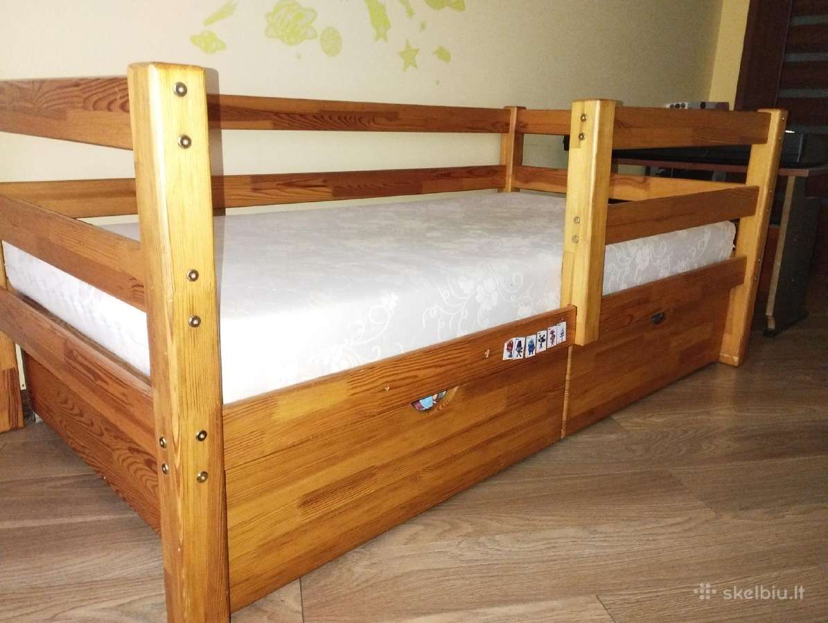 Vaikiška lovytė, su patalynės dėžemis ir čiužiniu - nuotraukos Nr. 5