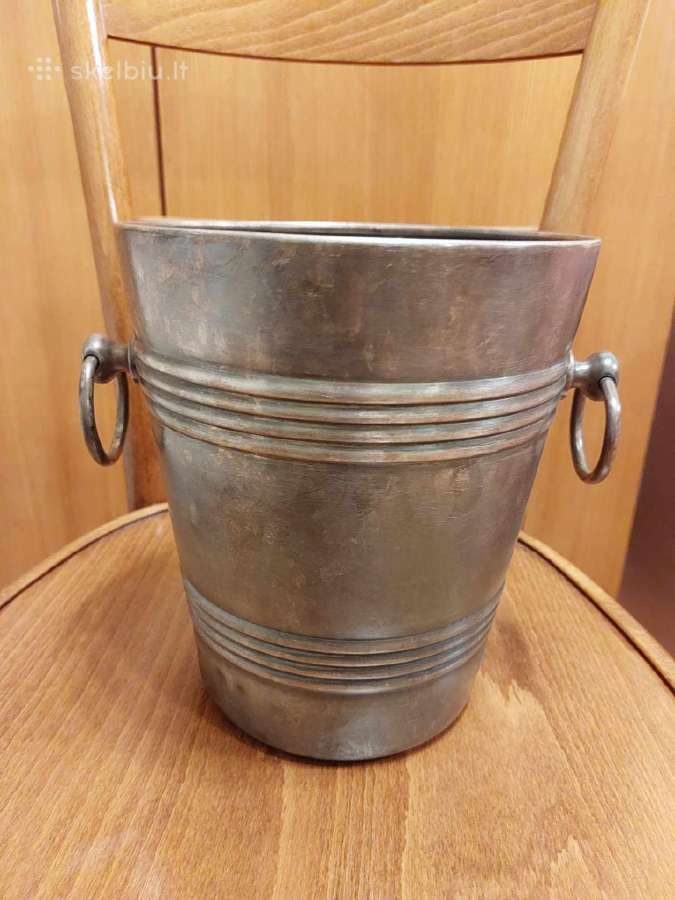 Vintažinis melchiorinis šampano/ledo kibirėlis