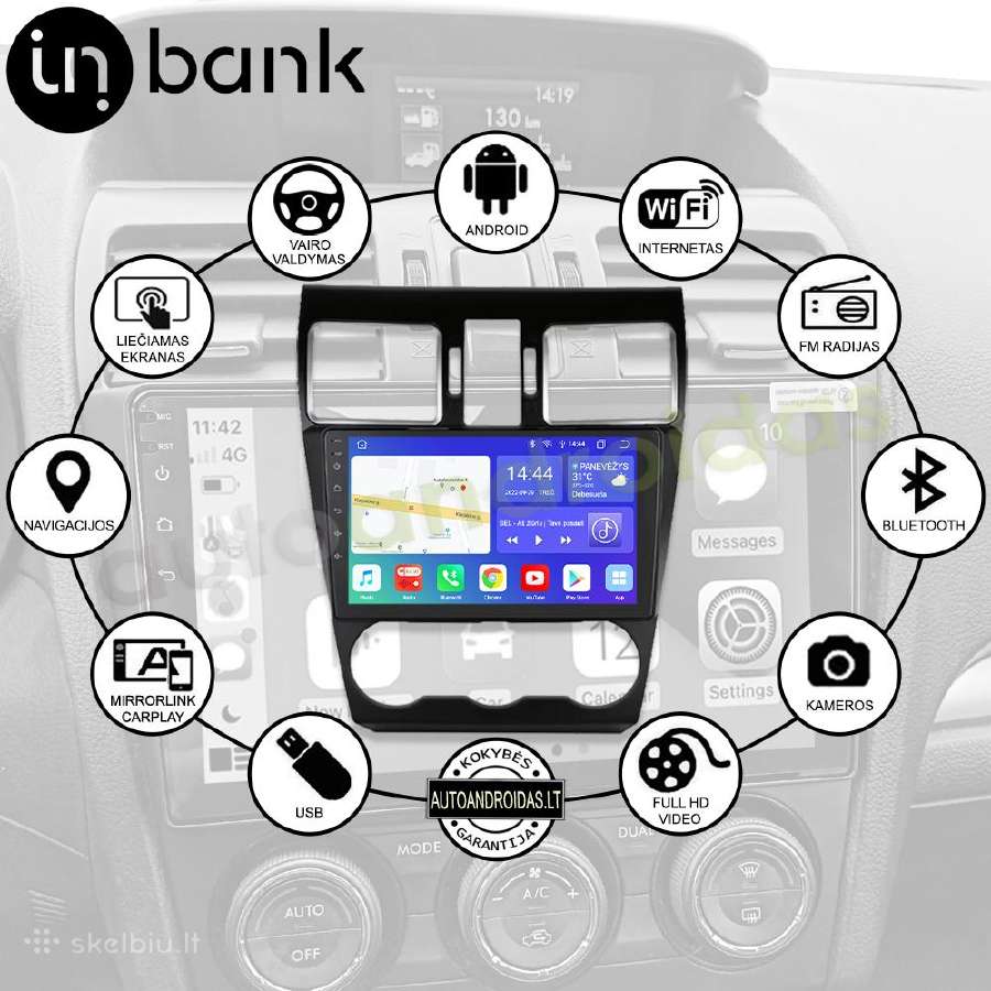 Subaru Impreza Forester 2012-18 Android multimedia - nuotraukos Nr. 2