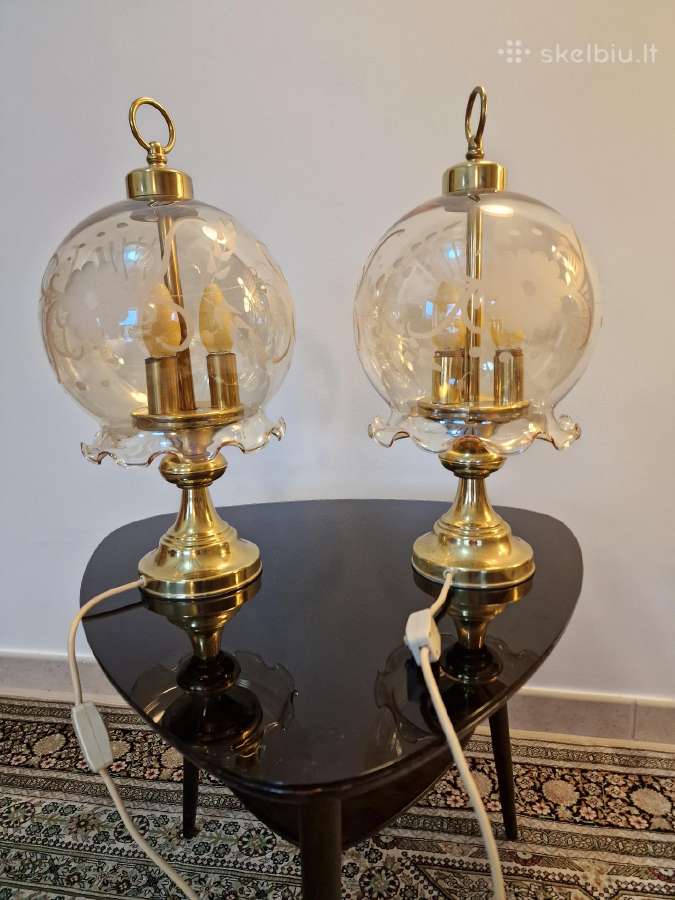 Vintažinės Art Nouveau žalvarinės stalo lempos - nuotraukos Nr. 2