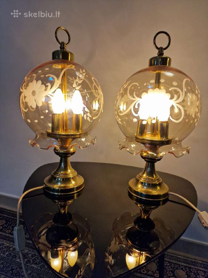 Vintažinės Art Nouveau žalvarinės stalo lempos - nuotraukos Nr. 3