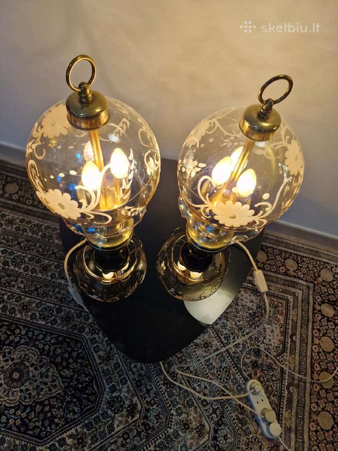Vintažinės Art Nouveau žalvarinės stalo lempos - nuotraukos Nr. 5