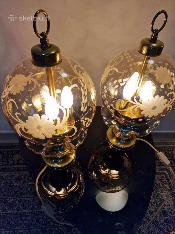 Vintažinės Art Nouveau žalvarinės stalo lempos - nuotraukos Nr. 15
