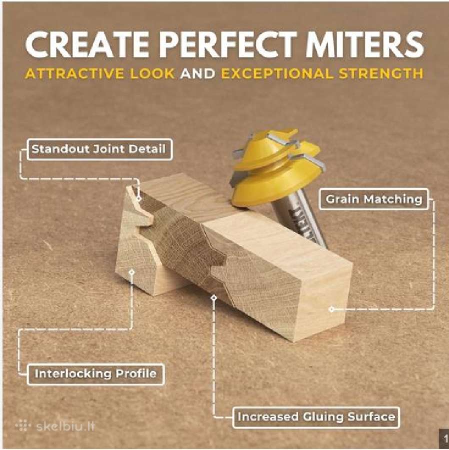 Freza 45 laipsnių užraktui "lock miter"
