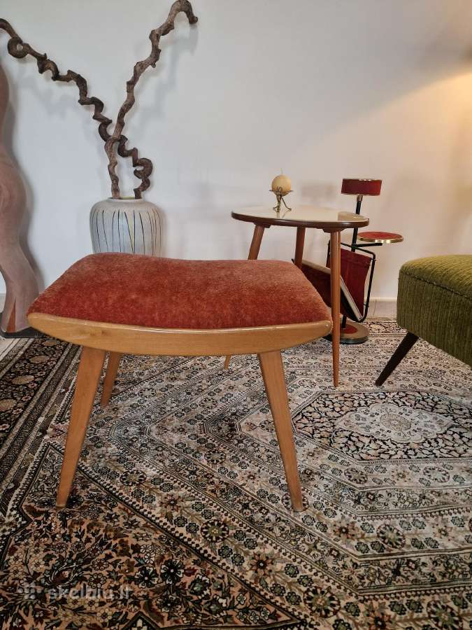 Vintažinis Mid Century bukmedžio pufas - nuotraukos Nr. 3