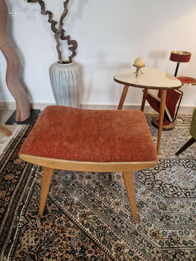 Vintažinis Mid Century bukmedžio pufas - nuotraukos Nr. 4