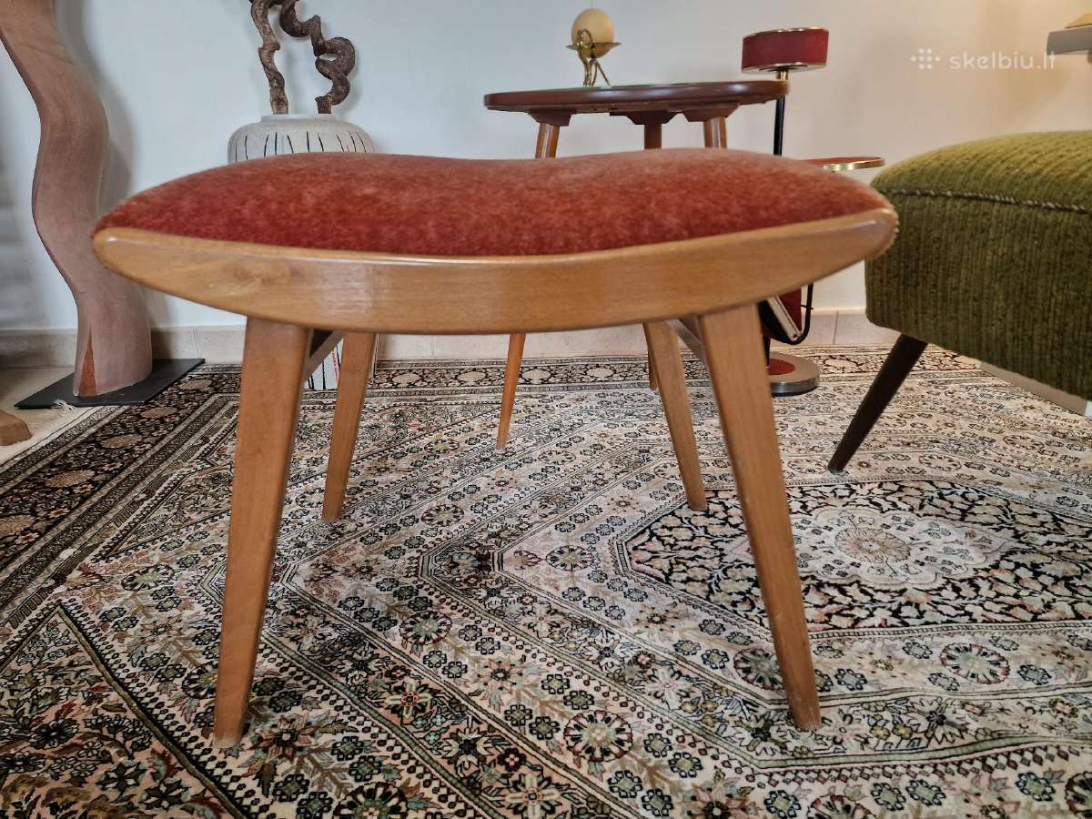 Vintažinis Mid Century bukmedžio pufas - nuotraukos Nr. 7