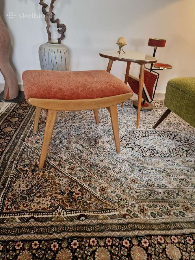 Vintažinis Mid Century bukmedžio pufas - nuotraukos Nr. 11