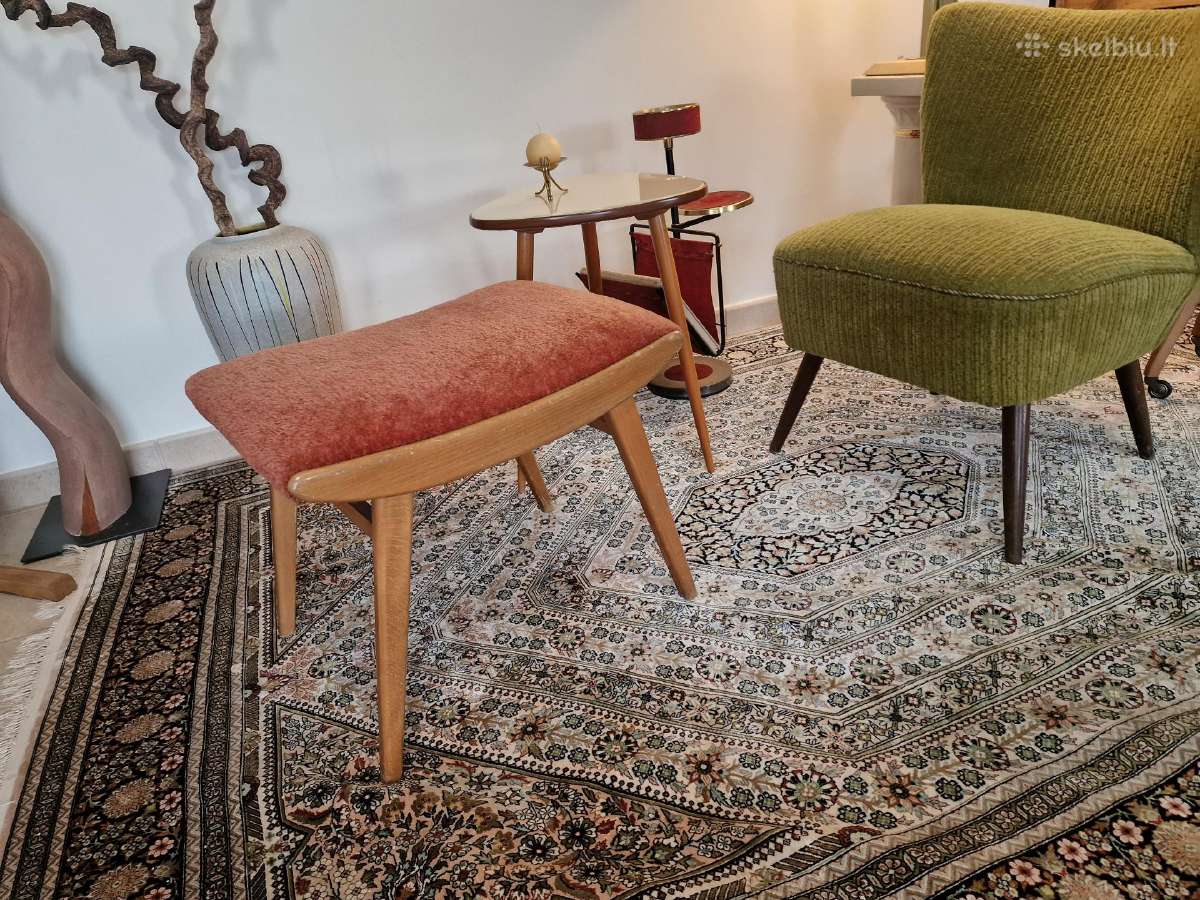 Vintažinis Mid Century bukmedžio pufas - nuotraukos Nr. 12