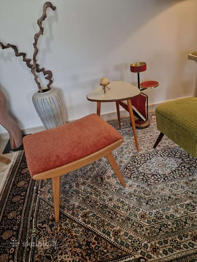 Vintažinis Mid Century bukmedžio pufas - nuotraukos Nr. 14