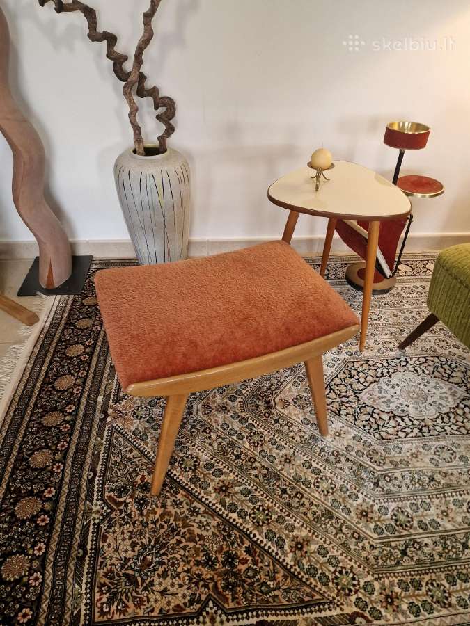 Vintažinis Mid Century bukmedžio pufas - nuotraukos Nr. 16