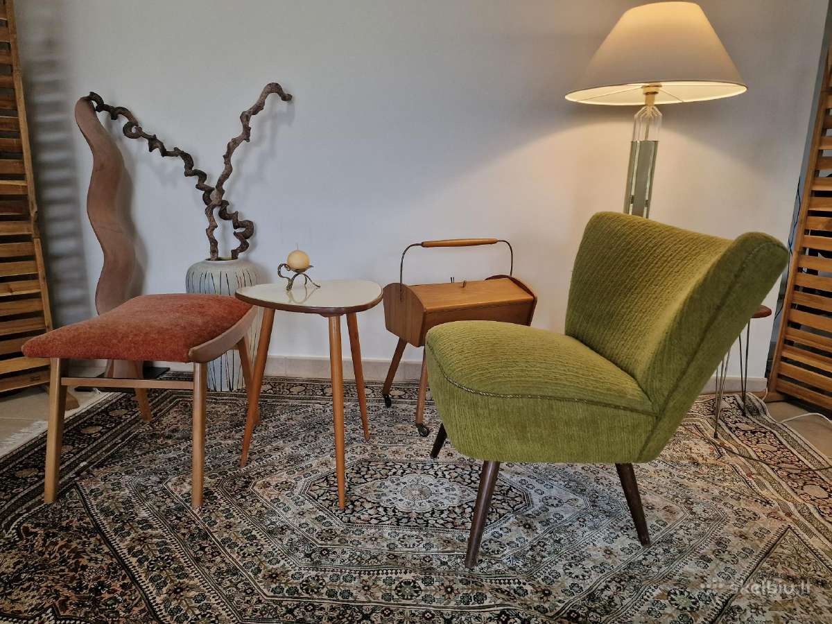 Vintažinis Mid Century bukmedžio pufas - nuotraukos Nr. 19