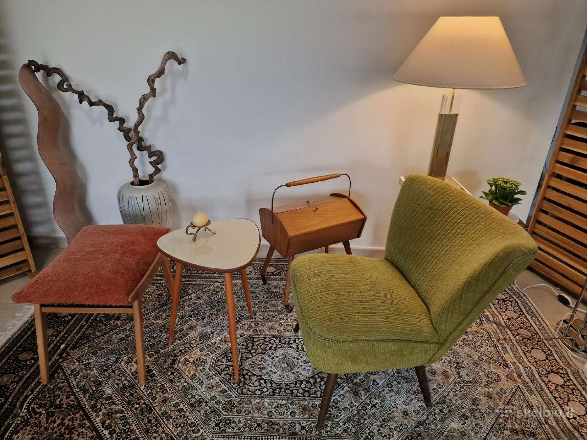 Vintažinis Mid Century bukmedžio pufas - nuotraukos Nr. 22