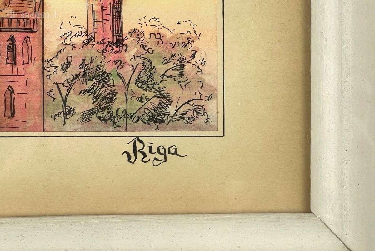 "Riga" (Popierius, pastelė, tušas?), Latvija, - nuotraukos Nr. 4