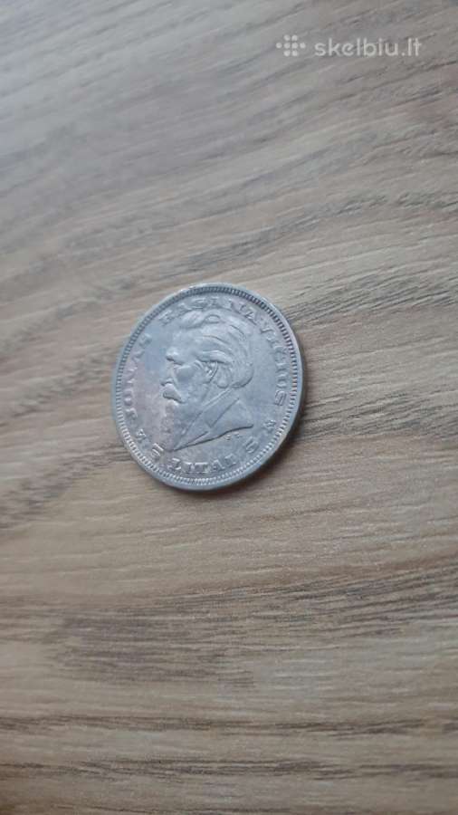 1936 metų 5 litai Basanavičius sidabras - nuotraukos Nr. 2