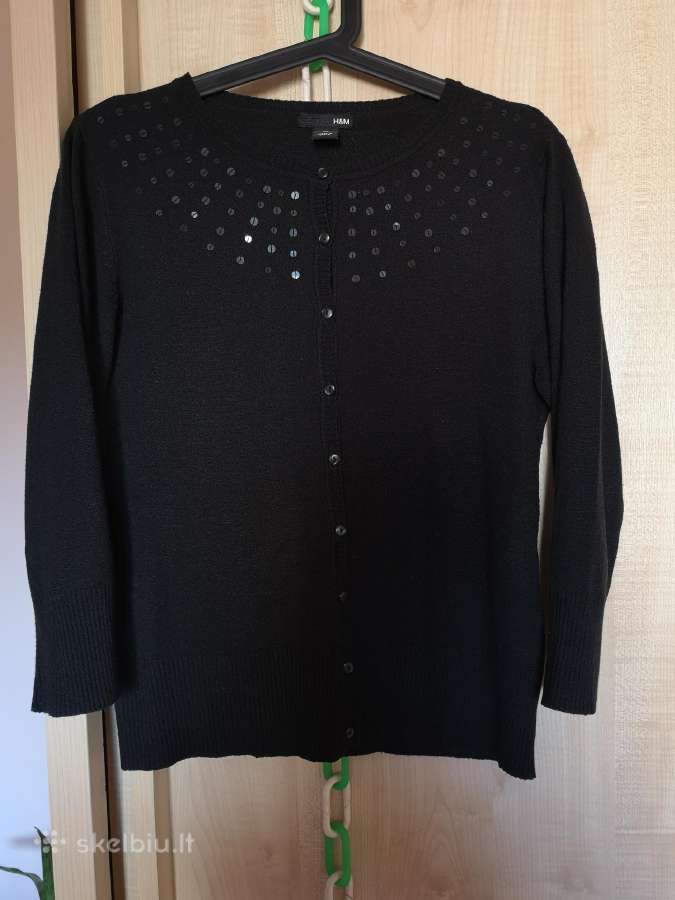 H&m juodas klasikinis susagstomas megztukas