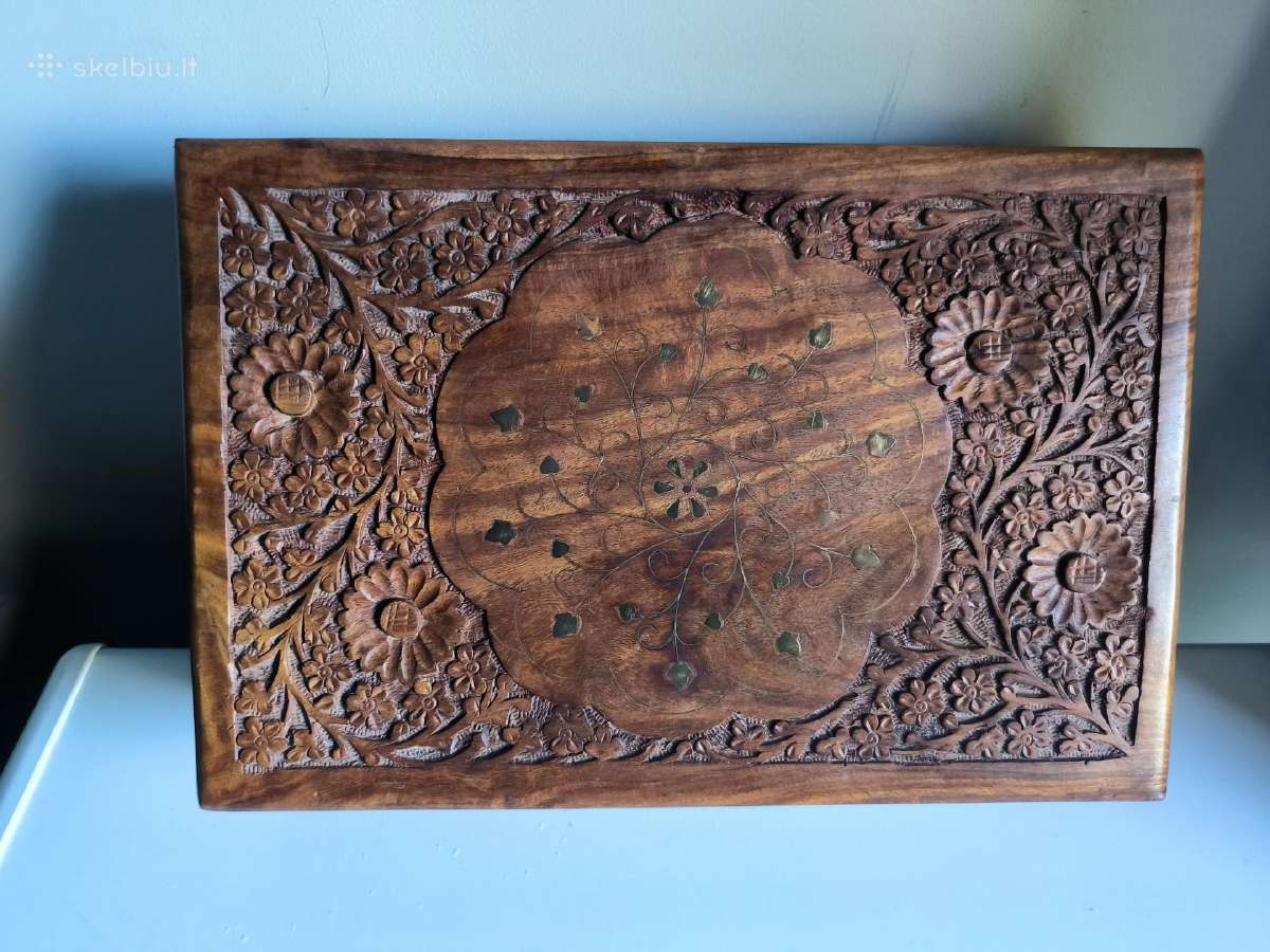 Kietmedžio drožinėta dėžutė 30x20x8 cm - nuotraukos Nr. 2