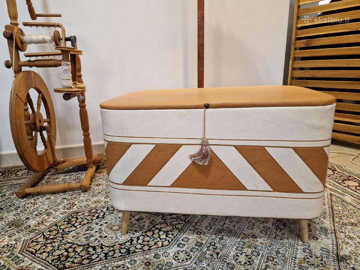 Vintažinis Mid Century pufas/daiktadėžė - nuotraukos Nr. 9