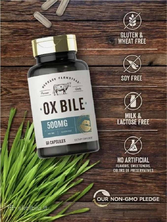 Jaučio tulžis (Ox Bile) 500 mg 60 vnt. - nuotraukos Nr. 3