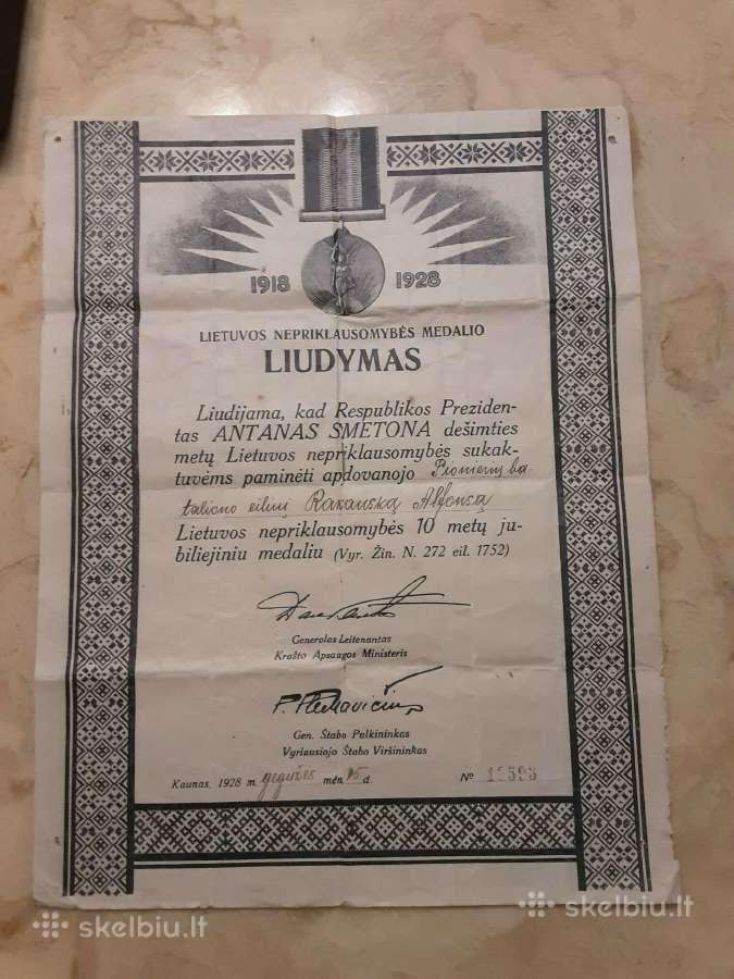 Perku senus Liudijimus ,dokumentus,apdovanojimus