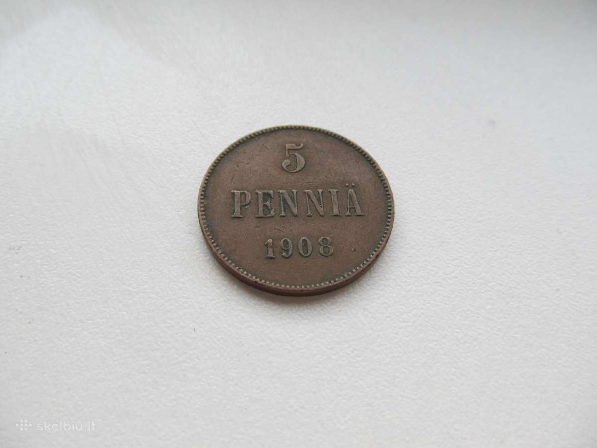 5 pennia , Suomija Rusija , 1907,1908,1911, 1915 - nuotraukos Nr. 3