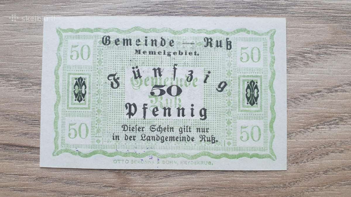 1920 metų Rusnės 50 pfenigių Unc - nuotraukos Nr. 2