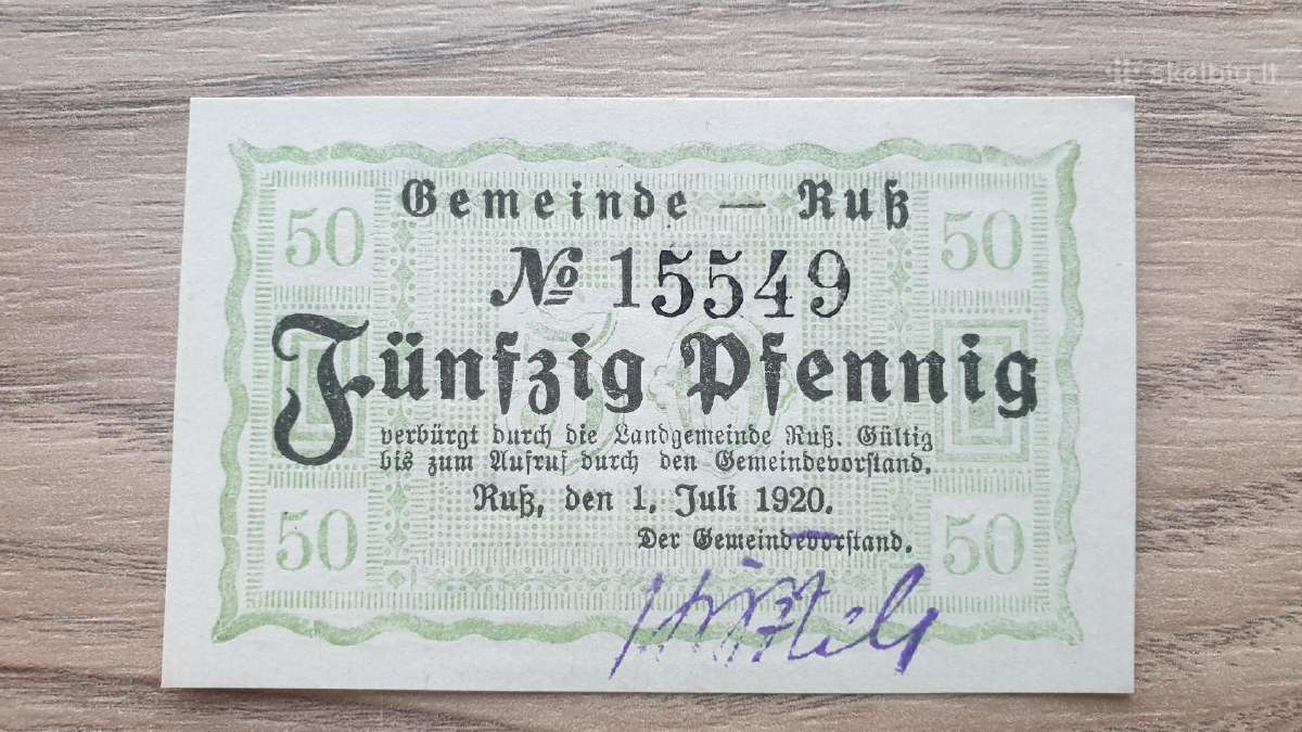 1920 metų Rusnės 50 pfenigių Unc