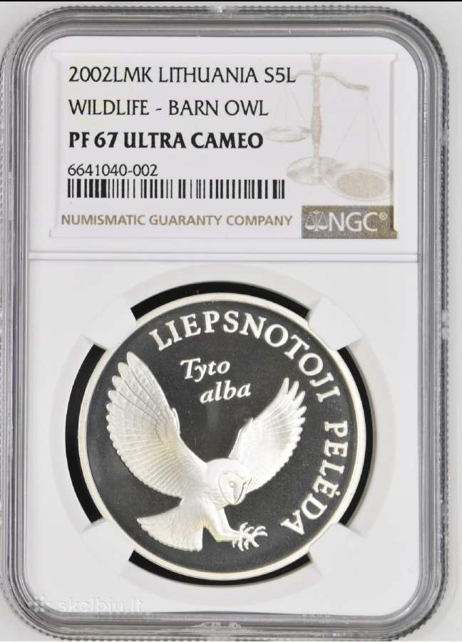 Lb 5 2002 m priginė 5 Lt moneta Liepsnotoji Pelėda - nuotraukos Nr. 2