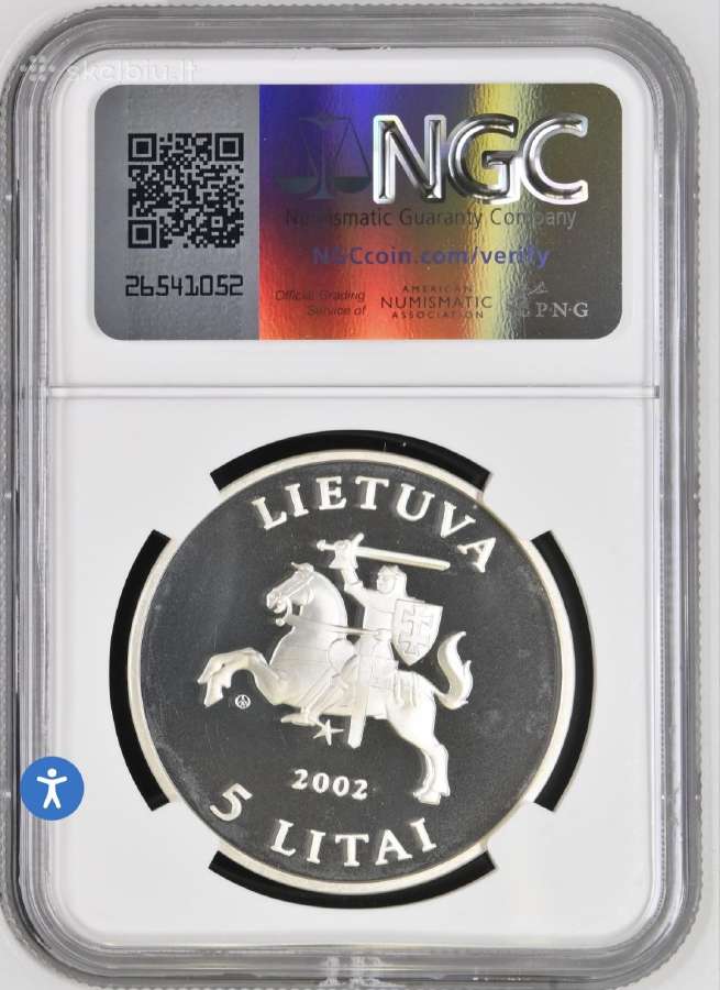 Lb 5 2002 m priginė 5 Lt moneta Liepsnotoji Pelėda - nuotraukos Nr. 3