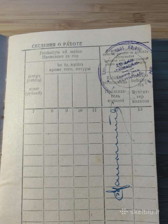 Kolūkiečio darbo knygelė Tauragnai 1951 - nuotraukos Nr. 4