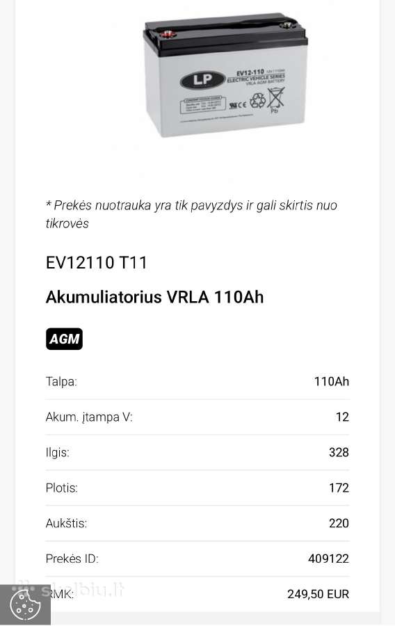 Akumuliatorius Landport Vrla110ah - nuotraukos Nr. 2