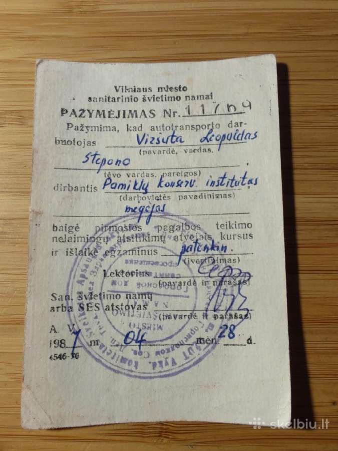 Vilniaus miesto sanitarinio švietimo namai 1987