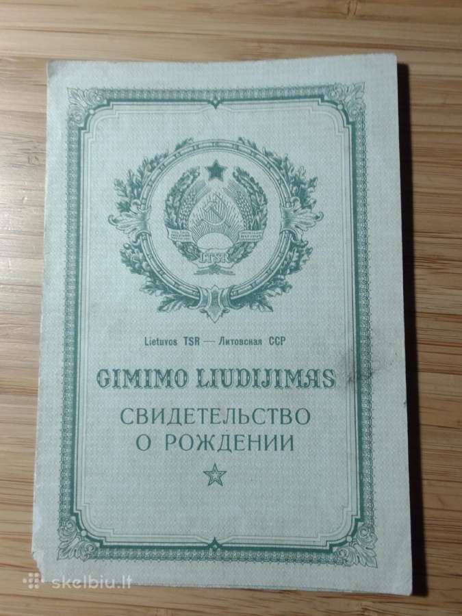 Gimimo liudijimas 1933 Molėtų raj.