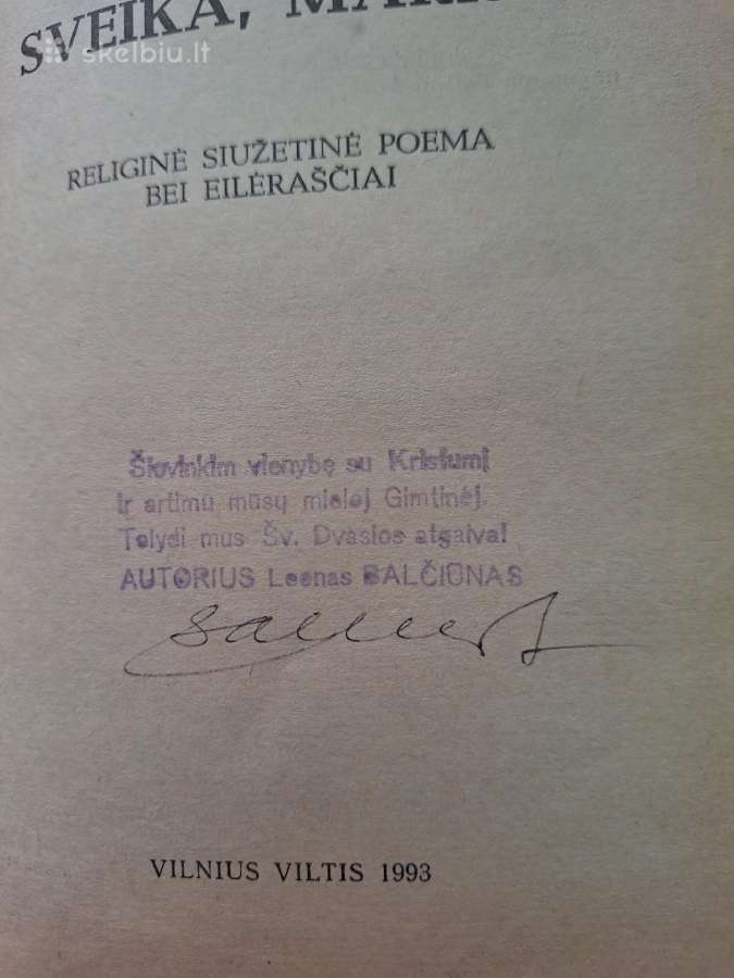 Religinė knyga su autoriaus dedikacija