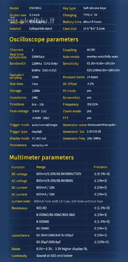 Osciloskopai Zt703s 3in1, Winapex 810b ir Fnirsi - nuotraukos Nr. 21