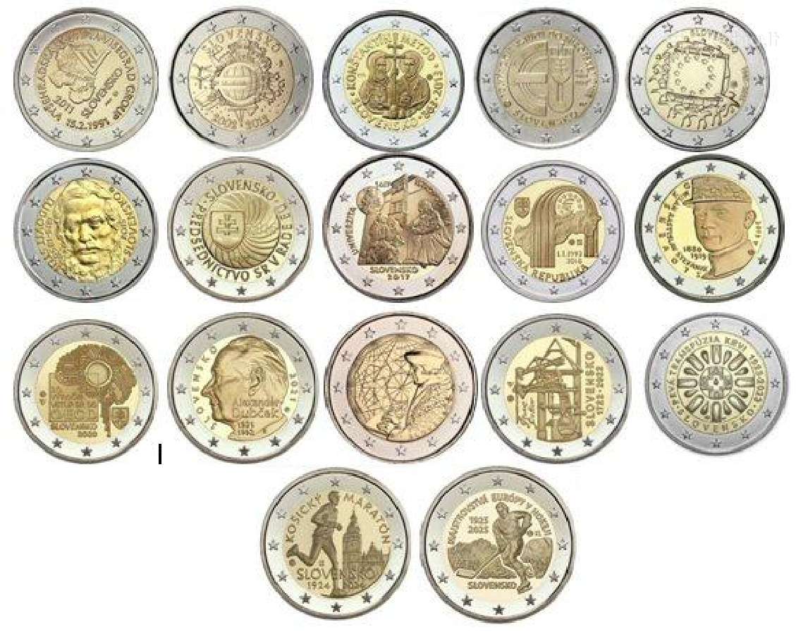 Slovakijos proginės 2€ monetos (Unc)