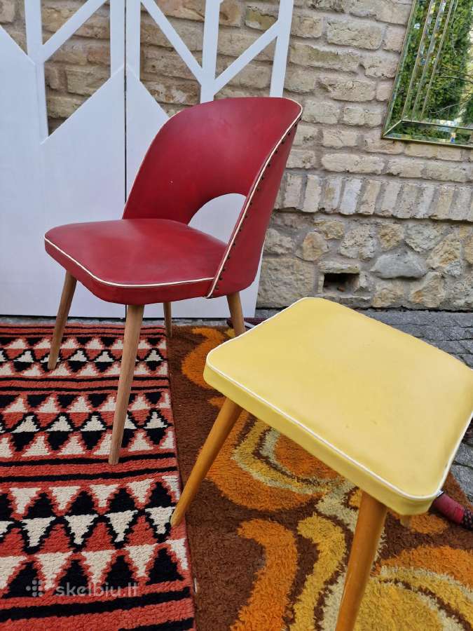 Vintažinės Mid century kėdės ir pufai - nuotraukos Nr. 2