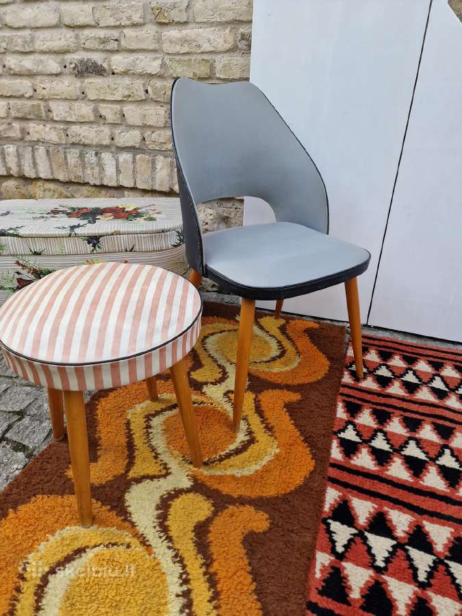 Vintažinės Mid century kėdės ir pufai - nuotraukos Nr. 3
