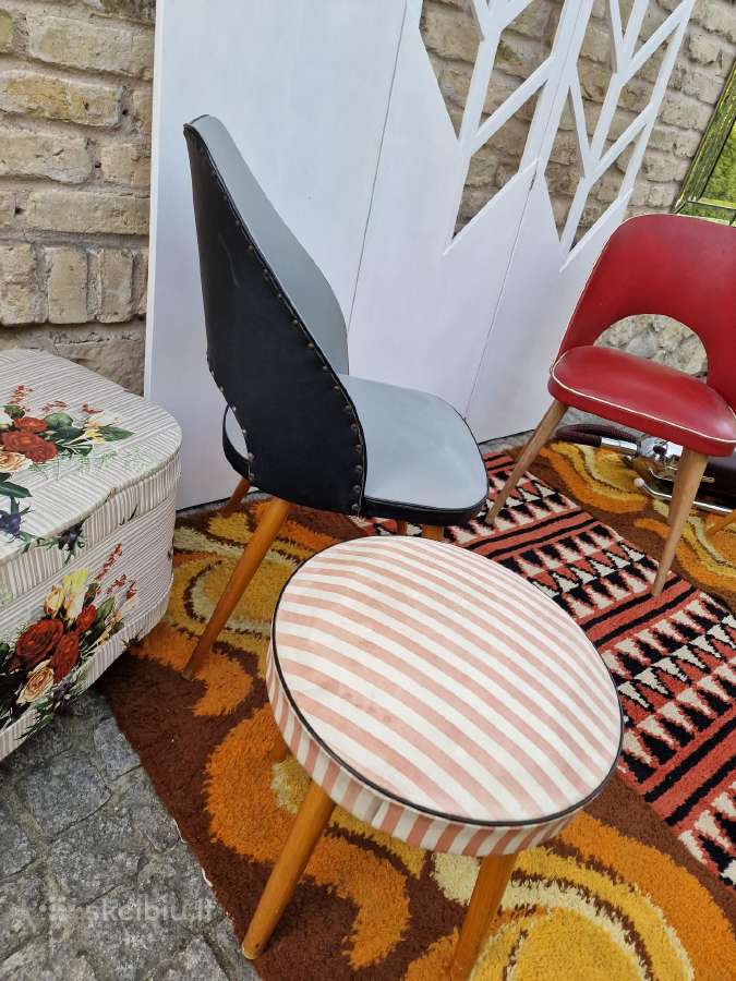 Vintažinės Mid century kėdės ir pufai - nuotraukos Nr. 4
