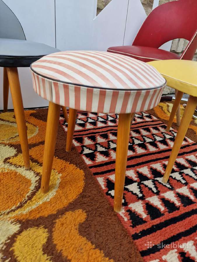 Vintažinės Mid century kėdės ir pufai - nuotraukos Nr. 5