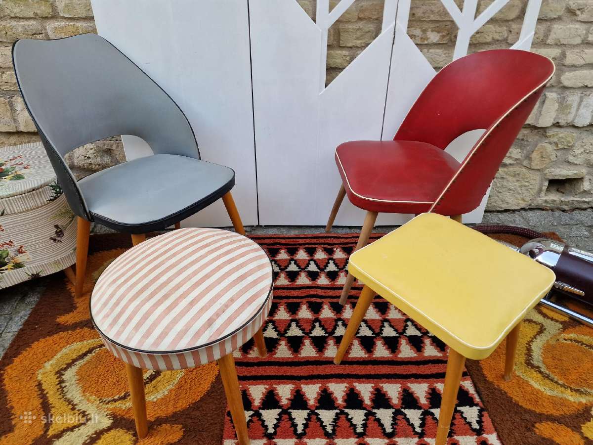Vintažinės Mid century kėdės ir pufai - nuotraukos Nr. 10