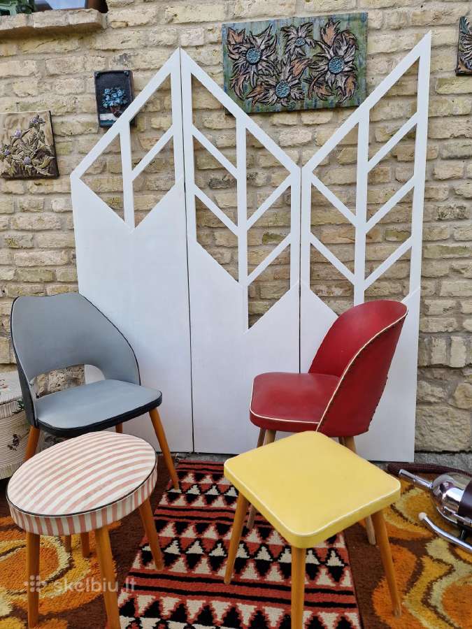 Vintažinės Mid century kėdės ir pufai - nuotraukos Nr. 11