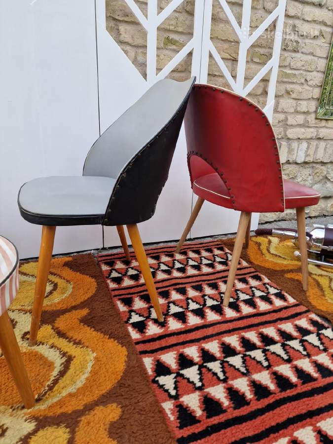 Vintažinės Mid century kėdės ir pufai - nuotraukos Nr. 14