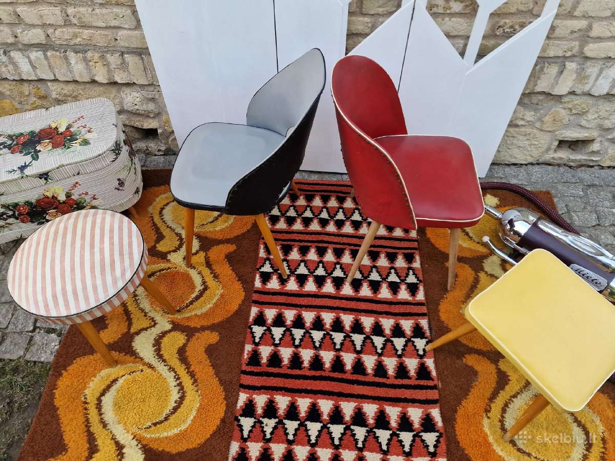 Vintažinės Mid century kėdės ir pufai - nuotraukos Nr. 16