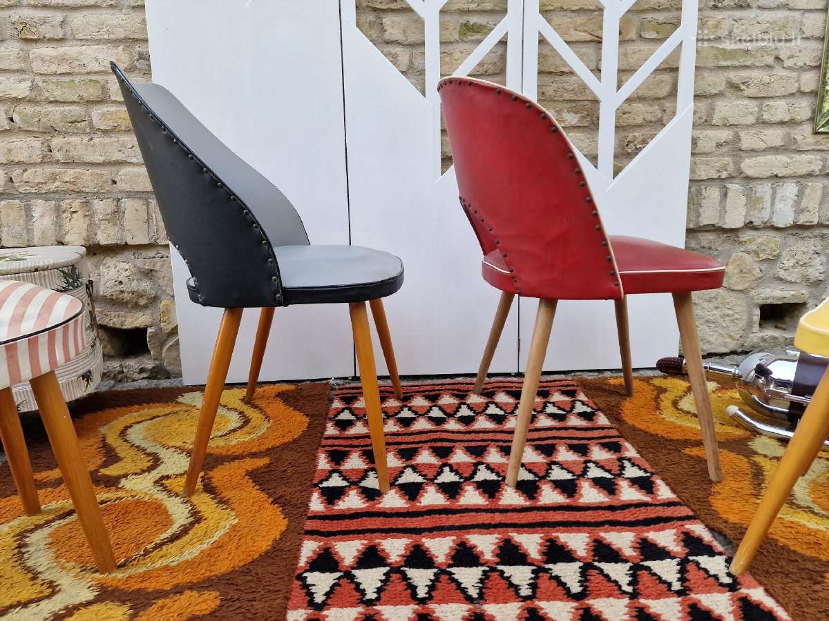 Vintažinės Mid century kėdės ir pufai - nuotraukos Nr. 17